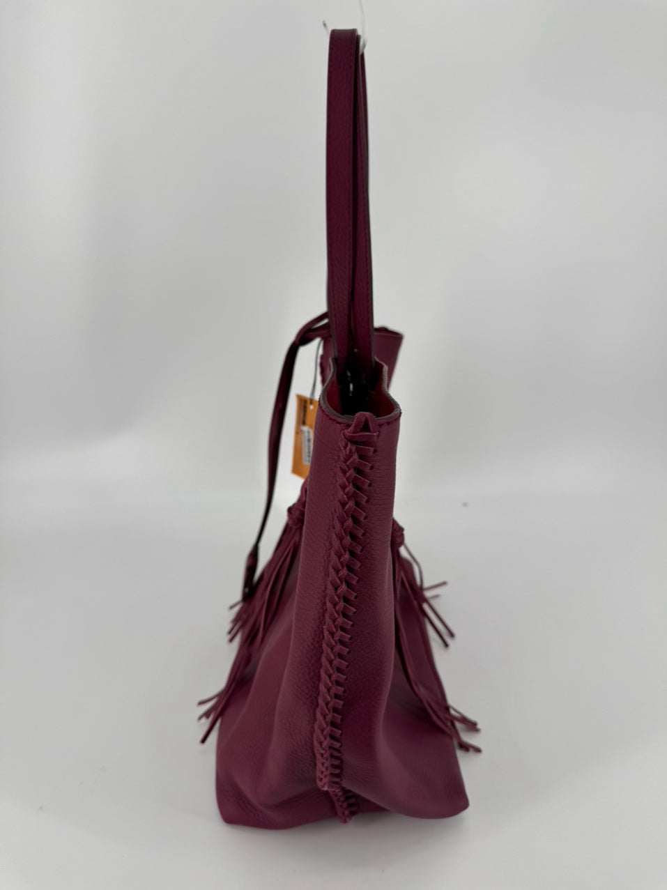 TODS Wine Leather Tassel Tote NWT
