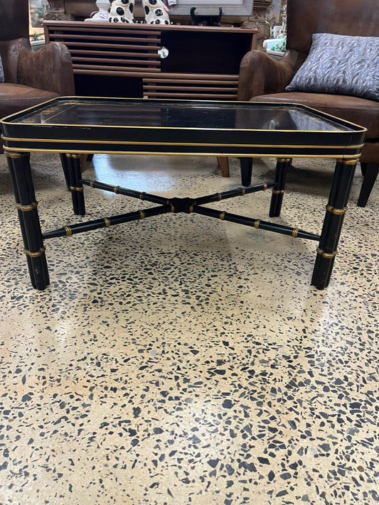 WELLINGTON HALL Black & Gold Wood Chinoiserie Coffee Table