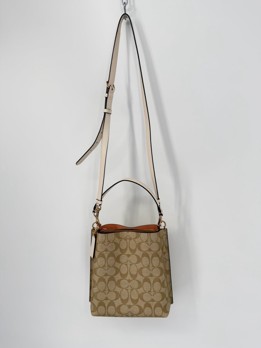 COACH Beige Coated Canvas Monogram Purse