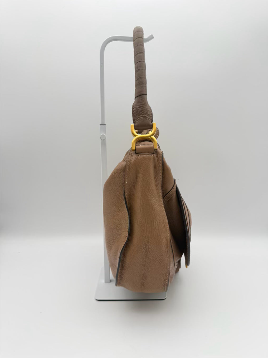 CHLOE Marcie Hobo Taupe Leather Bag