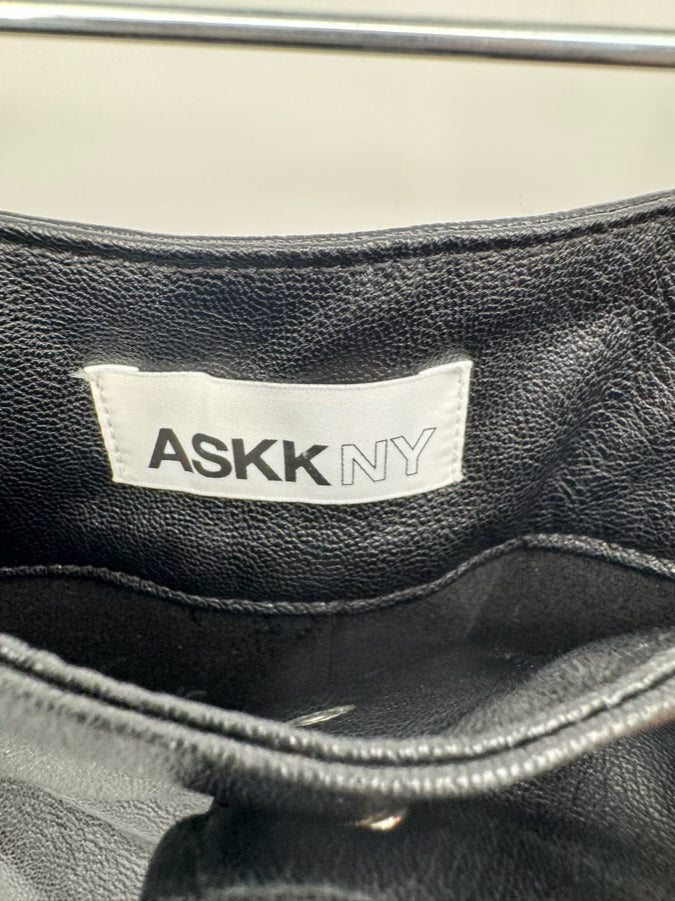 ASKK NY Size 28 Black Faux Leather Wide Leg Pants