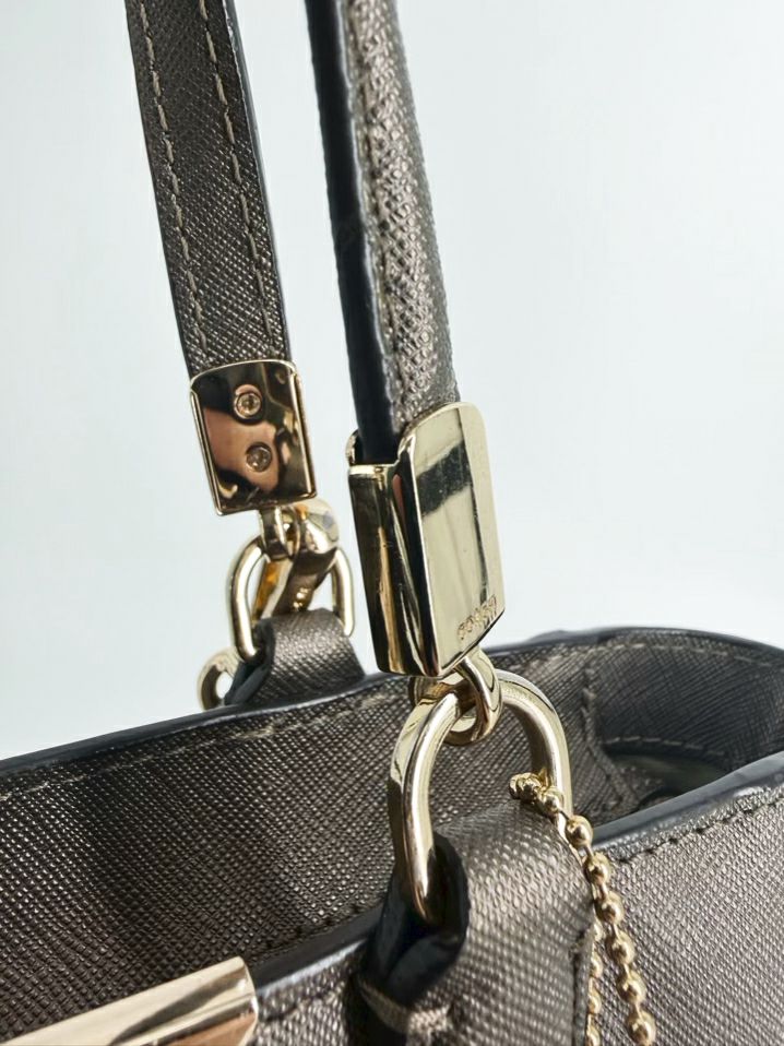 COACH Madison Metallic Bronze Saffiano Leather Mini Tote