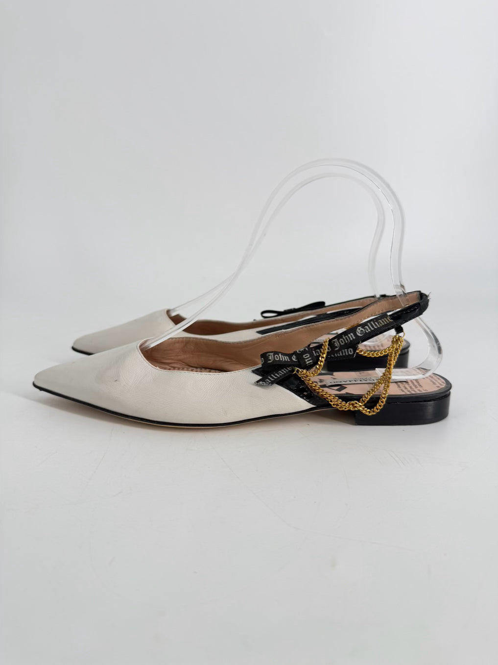 JOHN GALLIANO Size 36.5 White & Black Flats