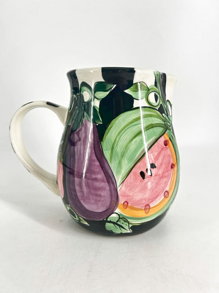 VICKI CARROLL Multi Colored Pottery Fruit Pitcher
