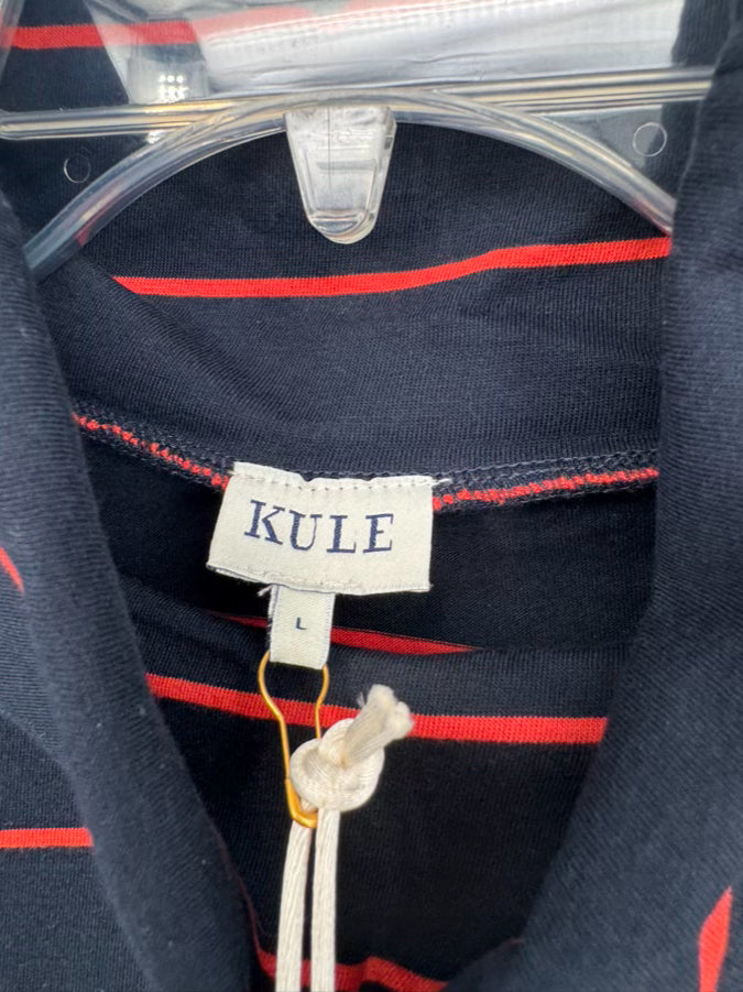 KULE Size L Navy & Orange Stripe Turtleneck NWT