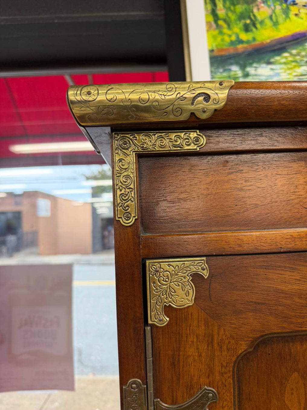 Dark Mahogany Asian Armoire w/ Drawers