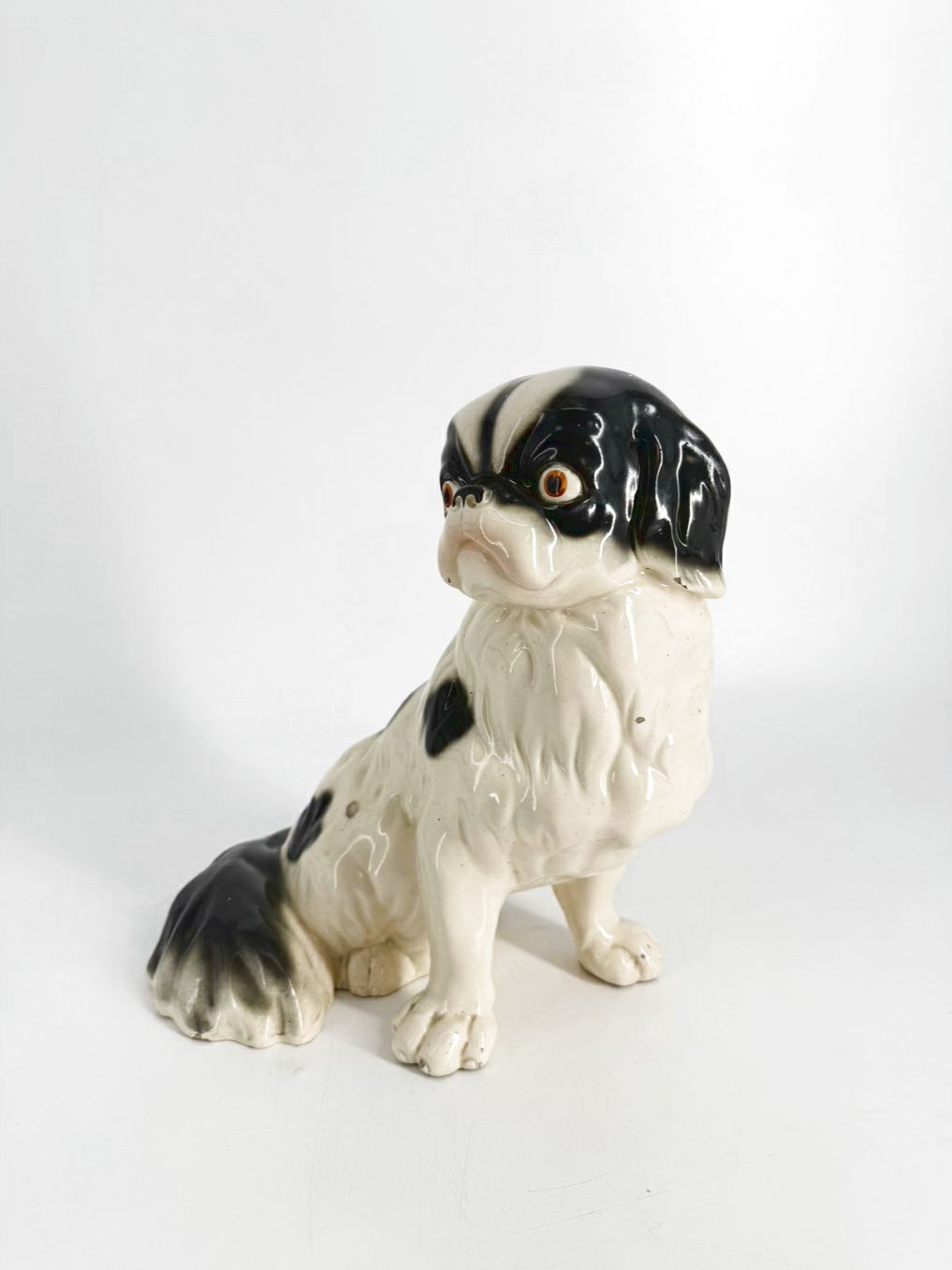 Black & White Ceramic Dog Figure