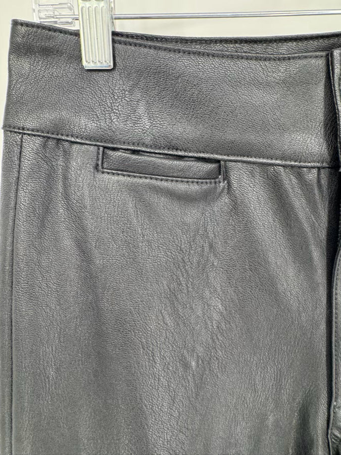 ASKK NY Size 28 Black Faux Leather Wide Leg Pants