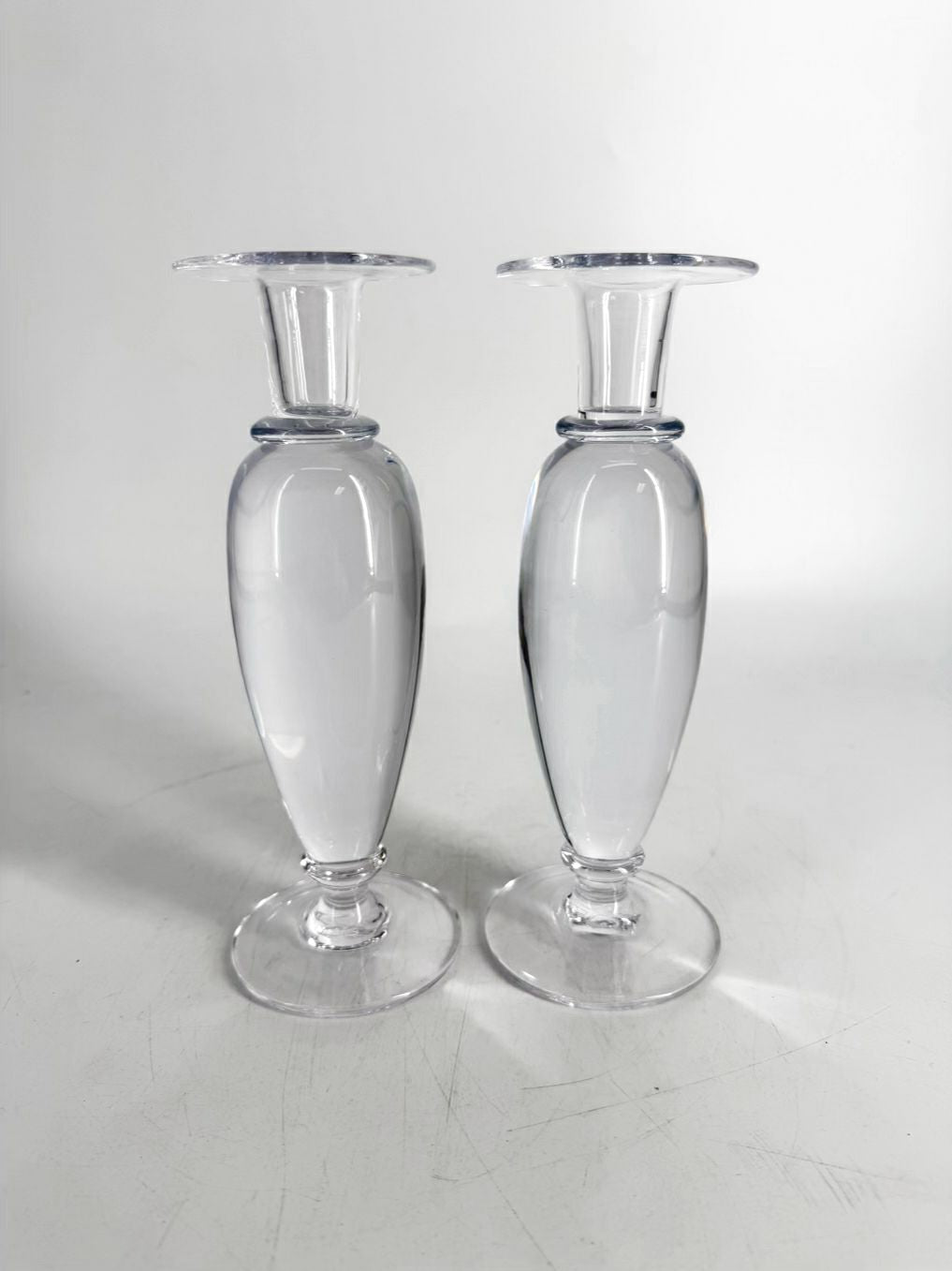 SIMON PEARCE Clear Glass Pair Of Candleholders