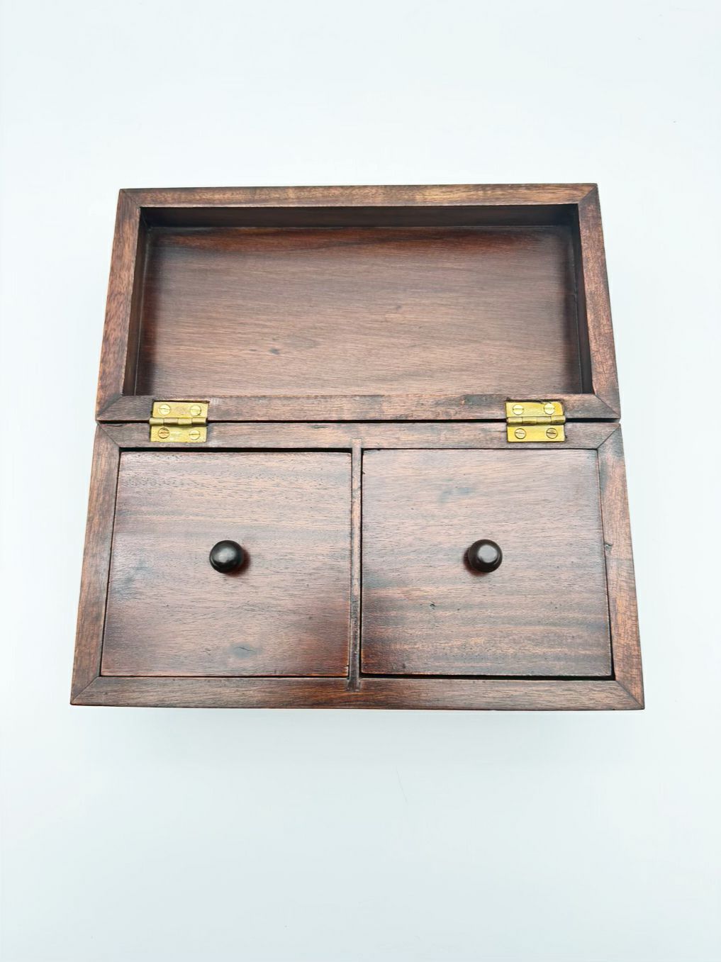 PLANTATION MAHOGANY Brown Wood Tea Caddy Box