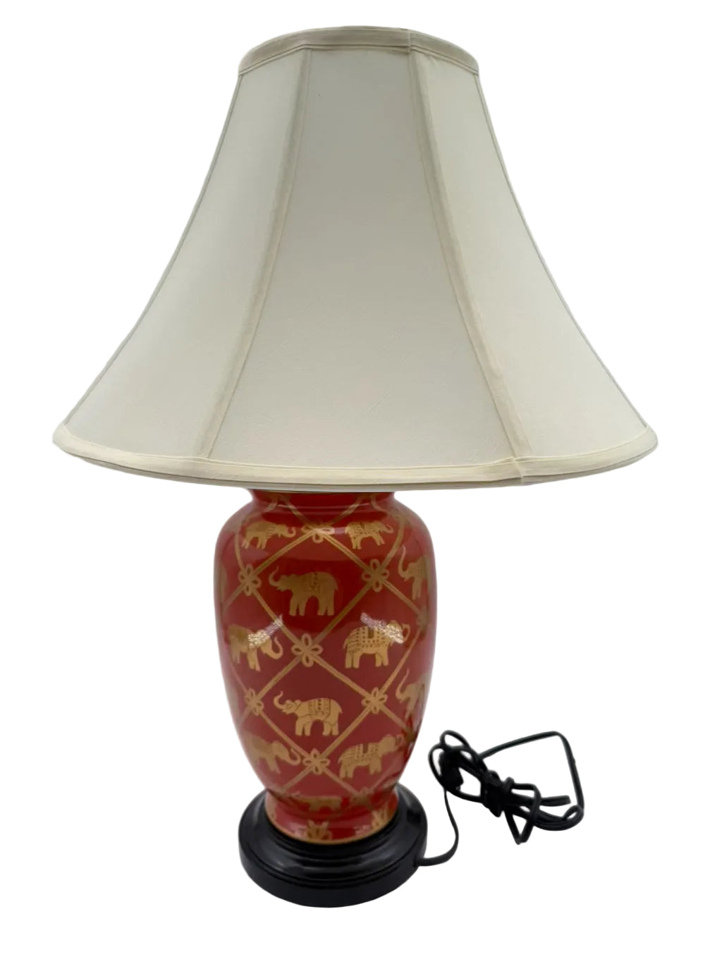 Rust & Gold Ceramic Elephant Lamp w/ Shade