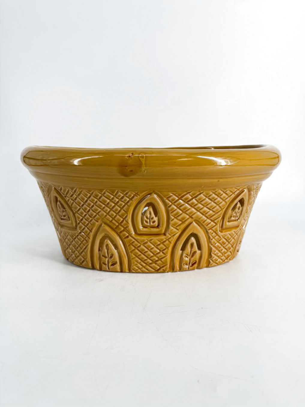 VIETRI Gold Pottery Oval Planter w/ Cutout Design