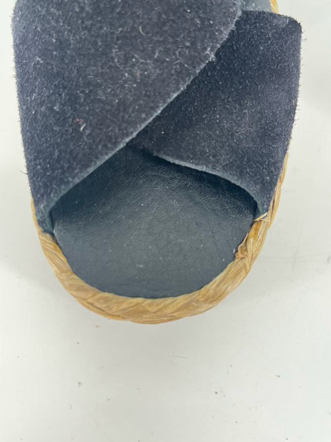PEDRO GARCIA Size 38.5 Black Leather Espadrilles