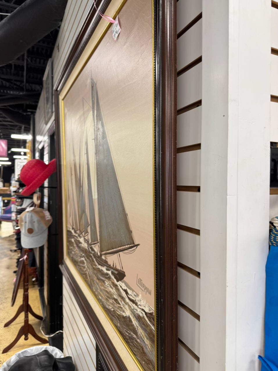 LETTERMAN Large Sailboat Painting in Wood Frame