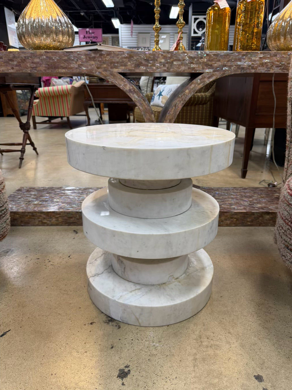 MR. BROWN White Marble Modern Occasional Table