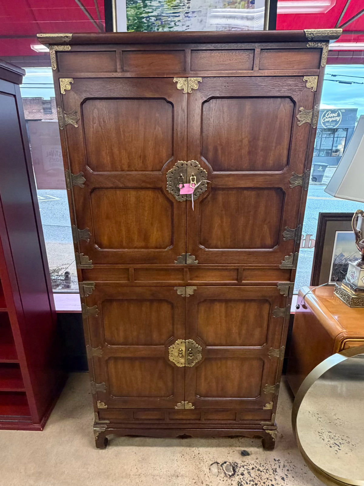 Dark Mahogany Asian Armoire w/ Drawers