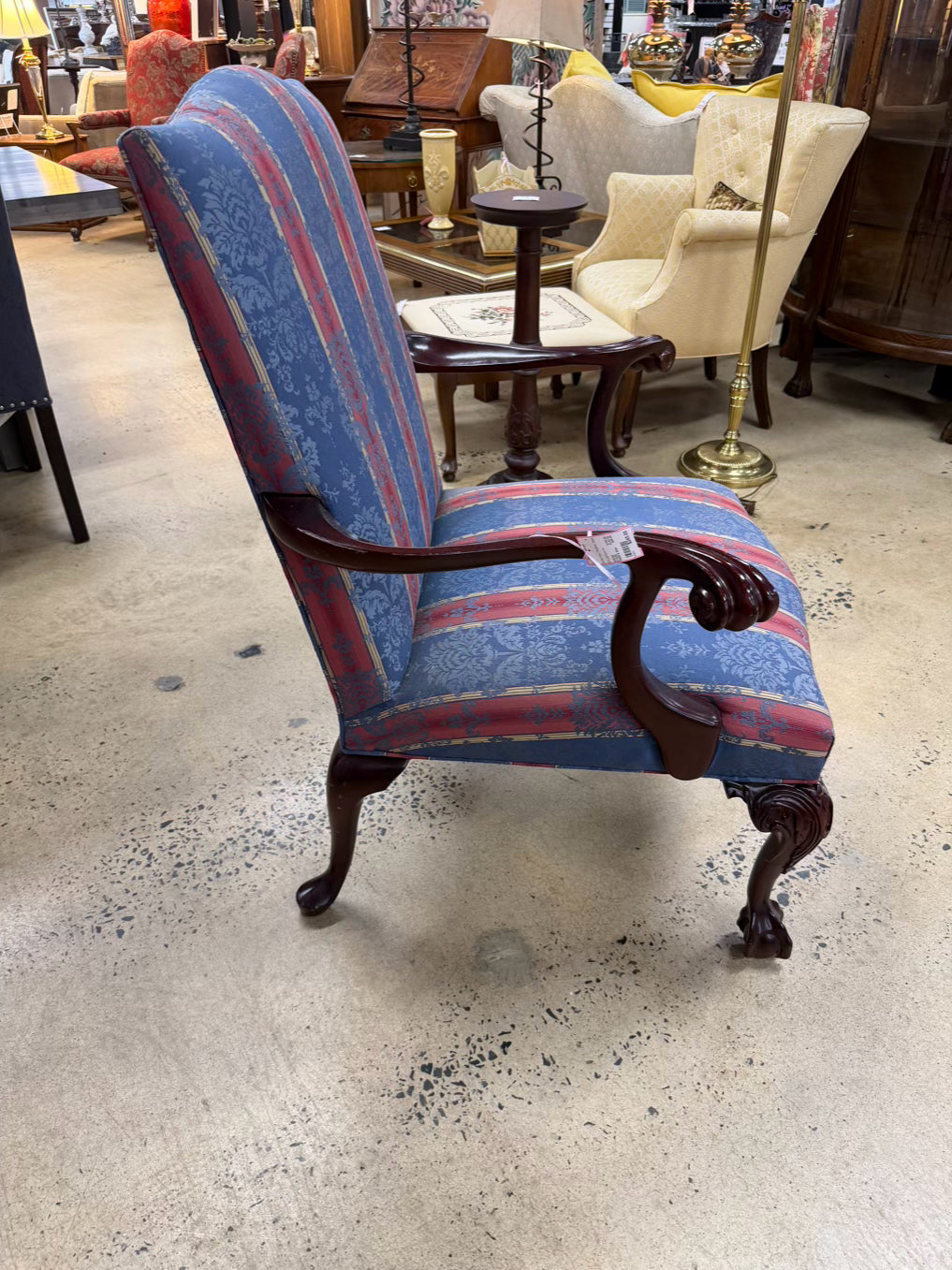 Pink & Blue Queen Ann Striped Chair
