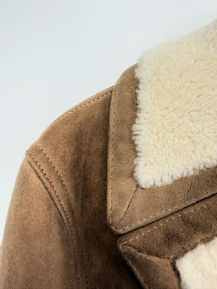 SAWYER OF NAPA Men's Size 40 Tan & Beige Shearling Suede Coat