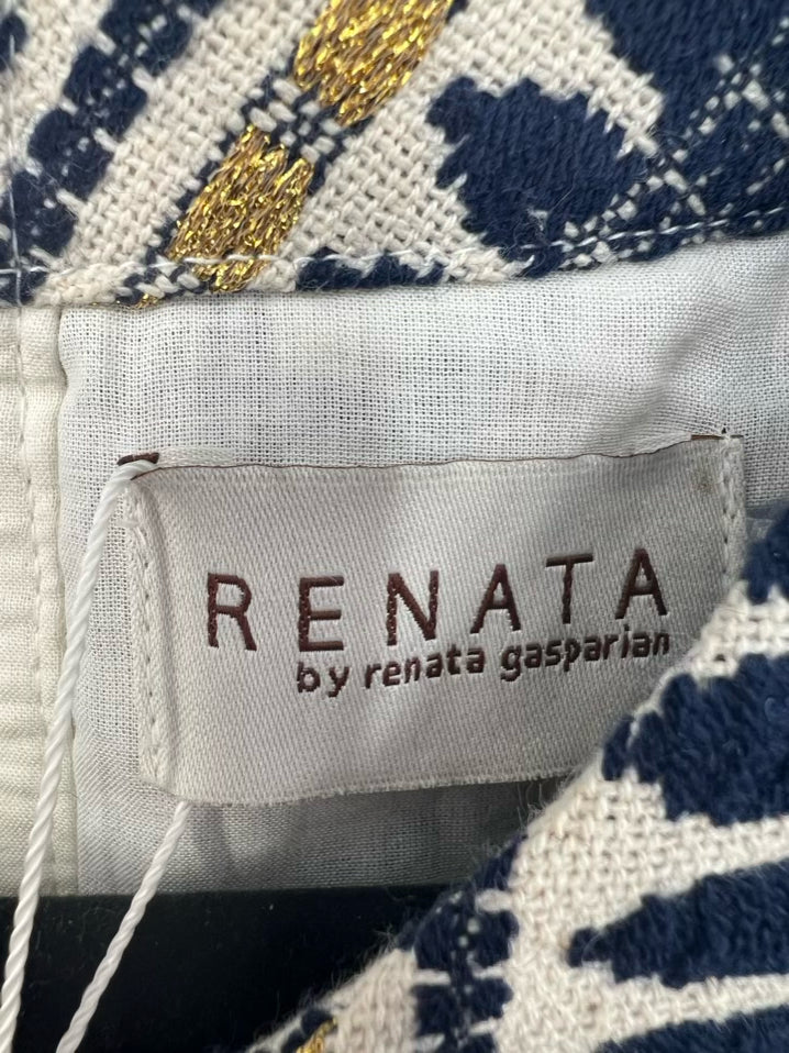 RENATA by RENATA GASPARIAN Size XS Navy & Gold Knit Top NWT