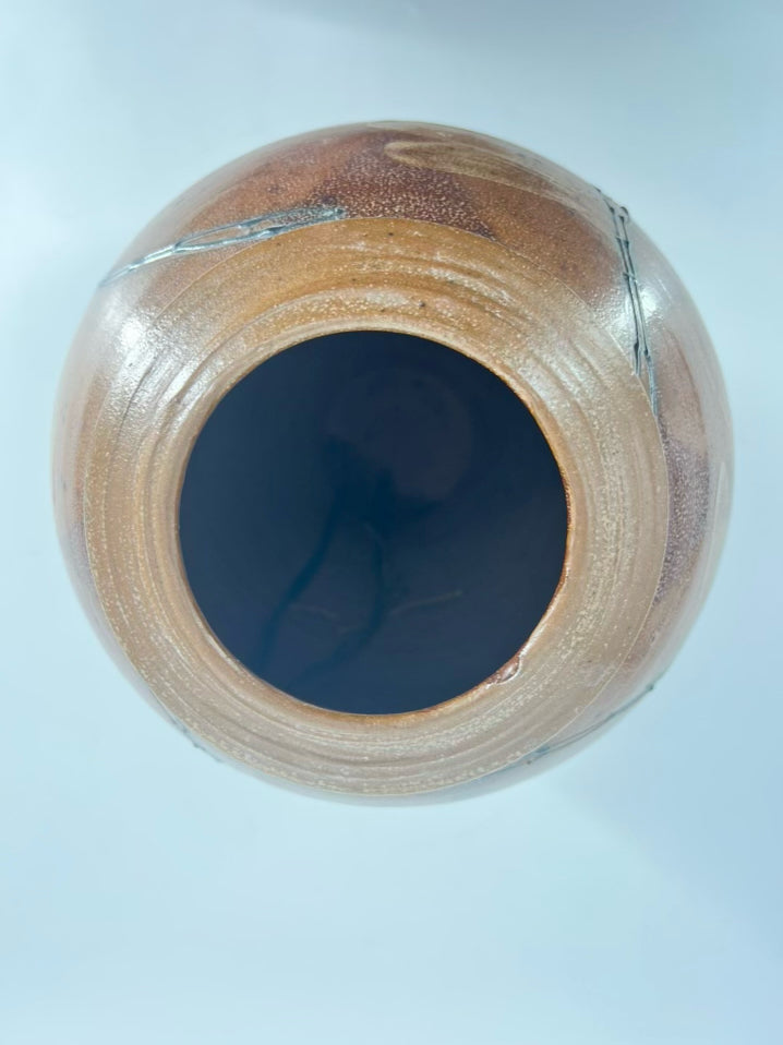 ROCK HARD Tan Stoneware Dragonfly Jar