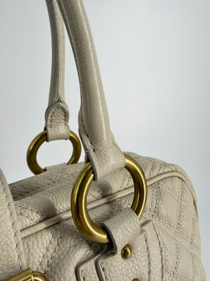 MARC JACOBS Cream Leather Quilted Purse