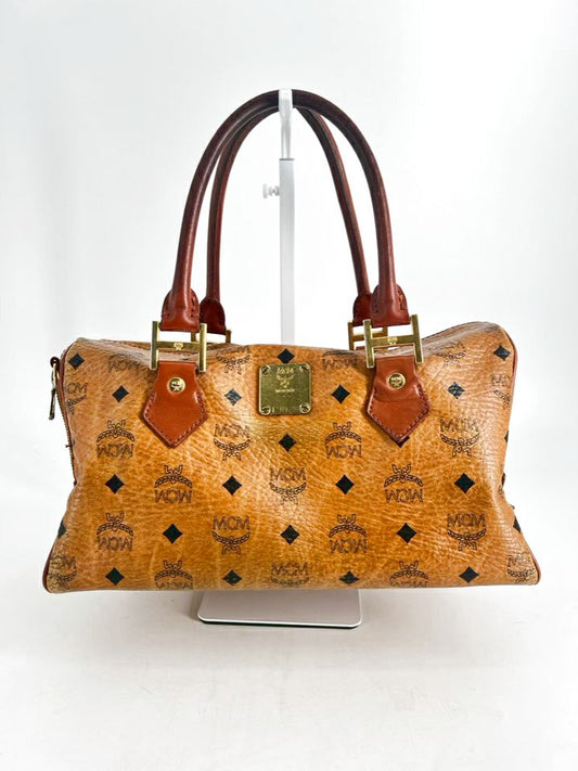 MCM Leather Cognac Monogram Purse