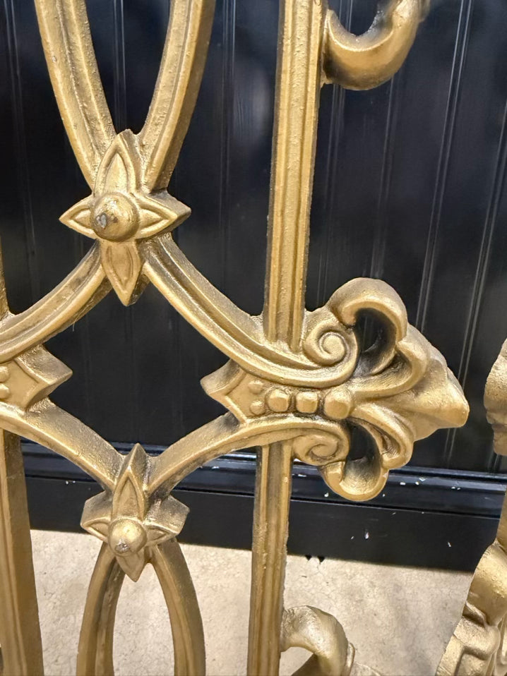 Tri Fold Neo Classical Gold Metal Fireplace Screen
