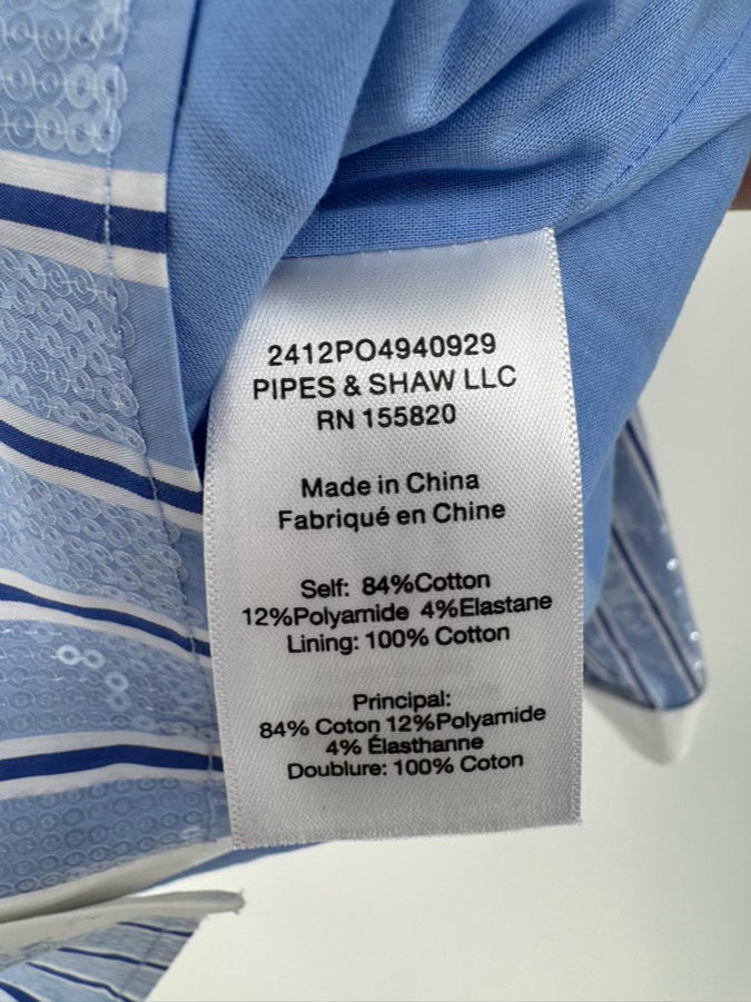 VERONICA BEARD Size 4 Blue & White Sequin Maia Top NWT