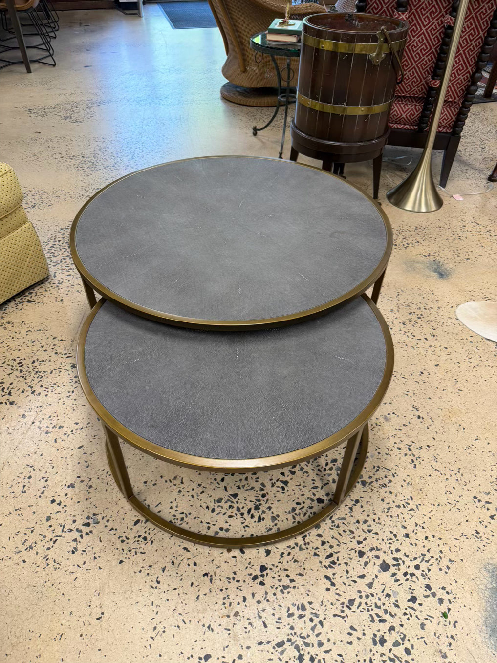 FOUR HANDS Gold & Gray Metal Nesting Coffee Tables