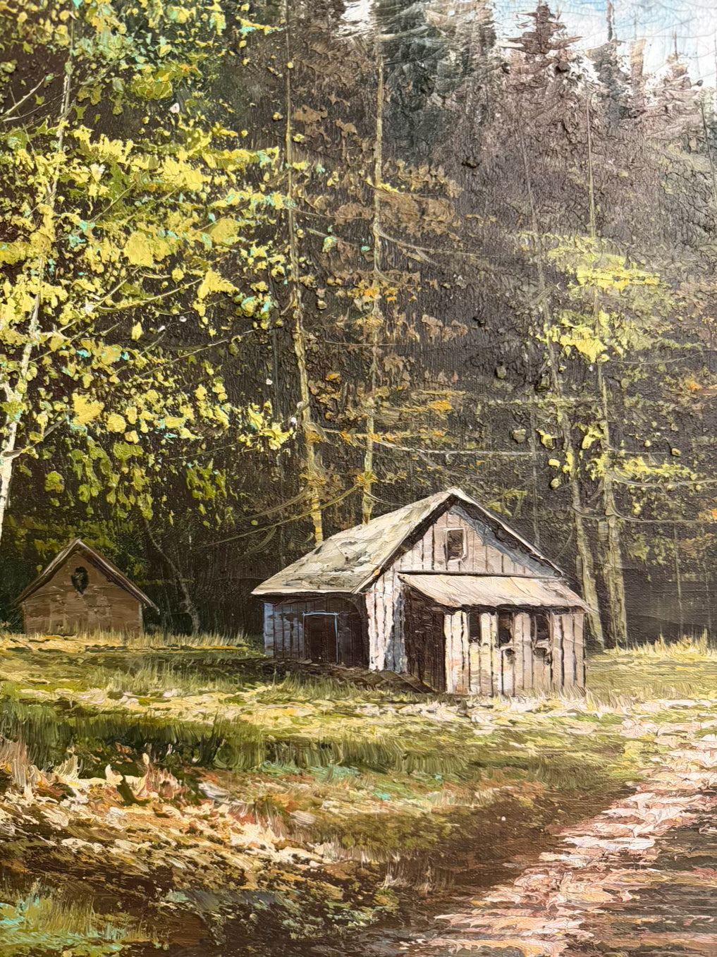 BRUCE PERRY Mountain Scene w/ Cabin Painting