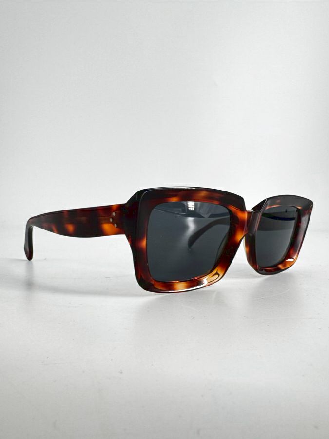 CELINE Tortoise Shell Square Sunglasses w/ Case