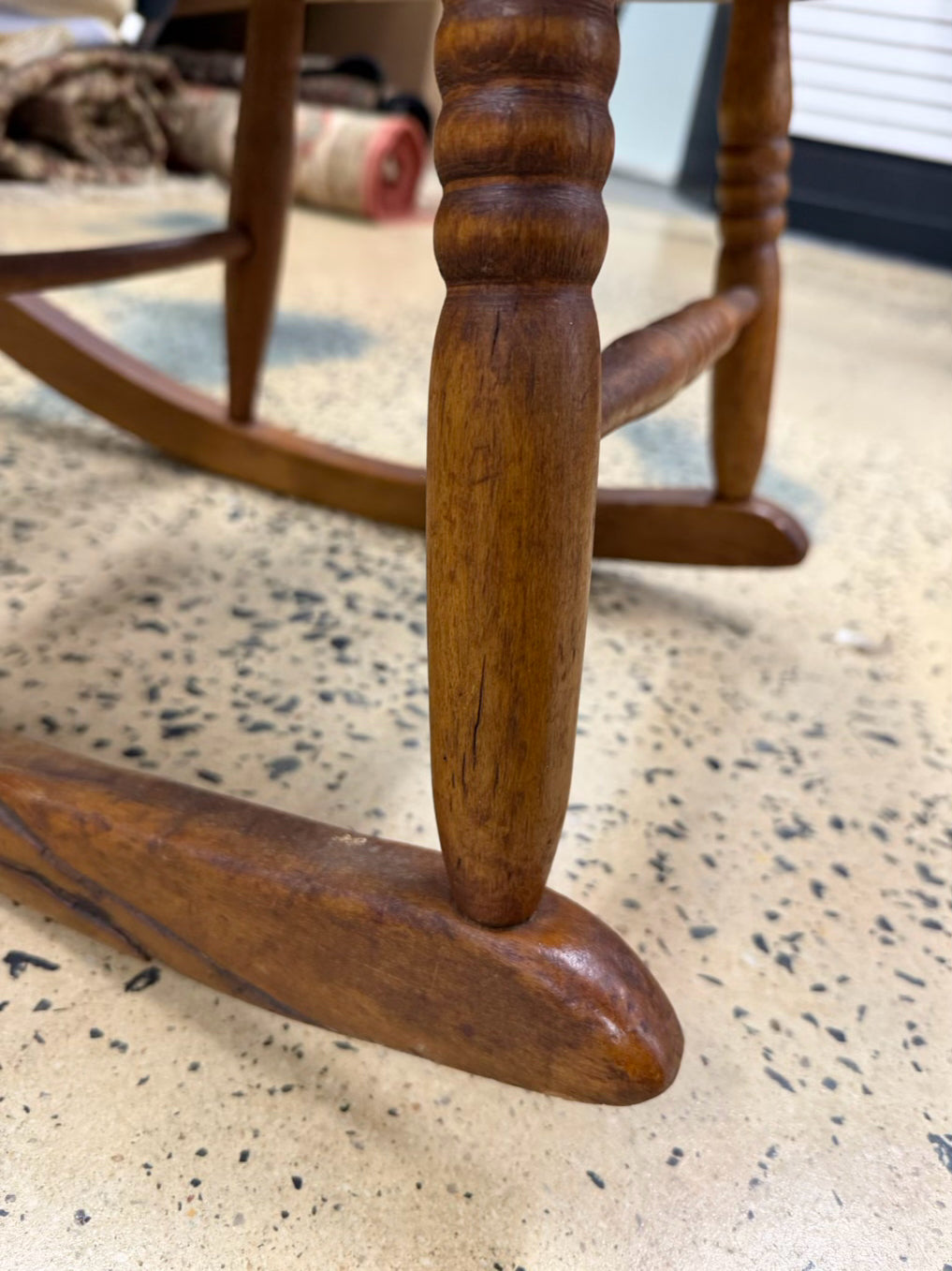 ANTIQUE Wood High Back Rocking Chair