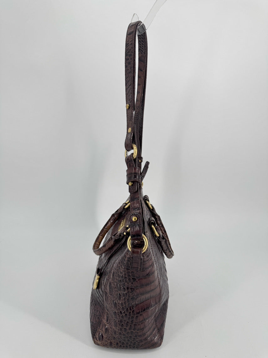 BRAHMIN Brown Embossed Leather Purse
