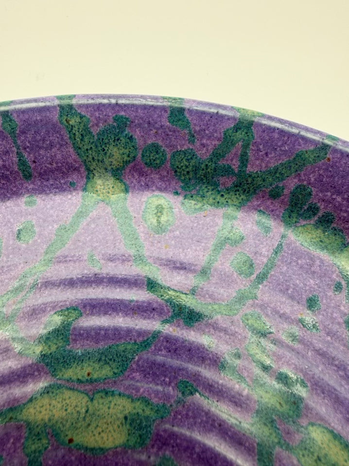ROBIN BLOOM Purple & Green Pottery Set Of 4 Plates