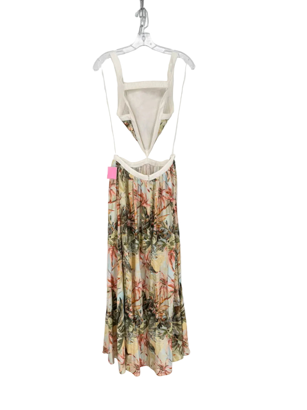SIGNIFICANT OTHER Size 4 Green & Coral Linen Blend Backless Maxi-Dress