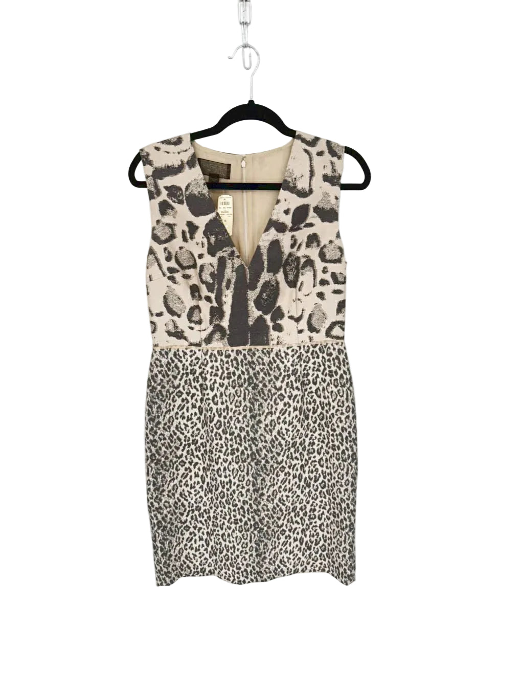 GIAMBATTISTA VALLI Size Wmn's 46 Latte Jacquard Leopard Sleeveless Dress NWT