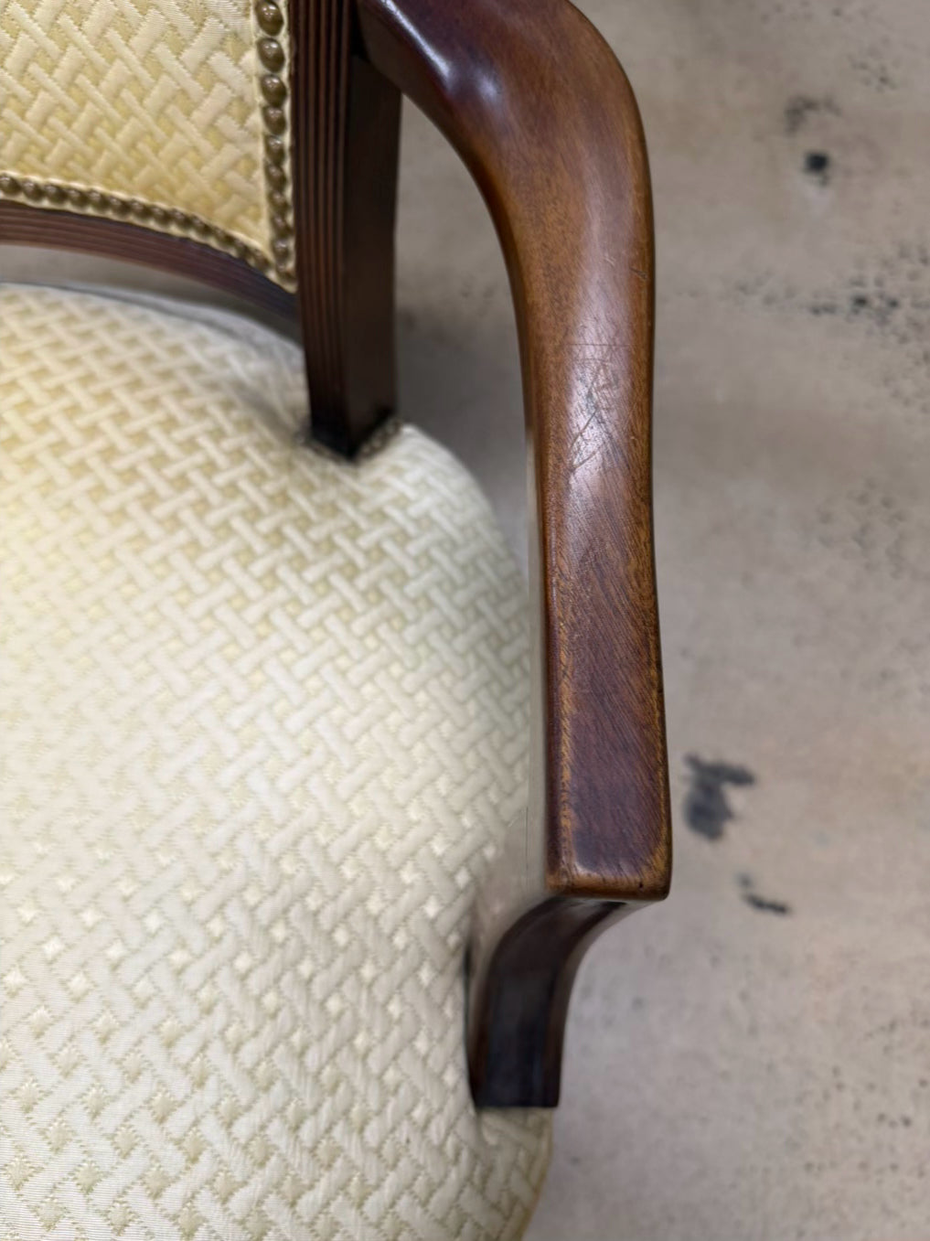 Wood Nail Head Pair Of Yellow Side Chairs