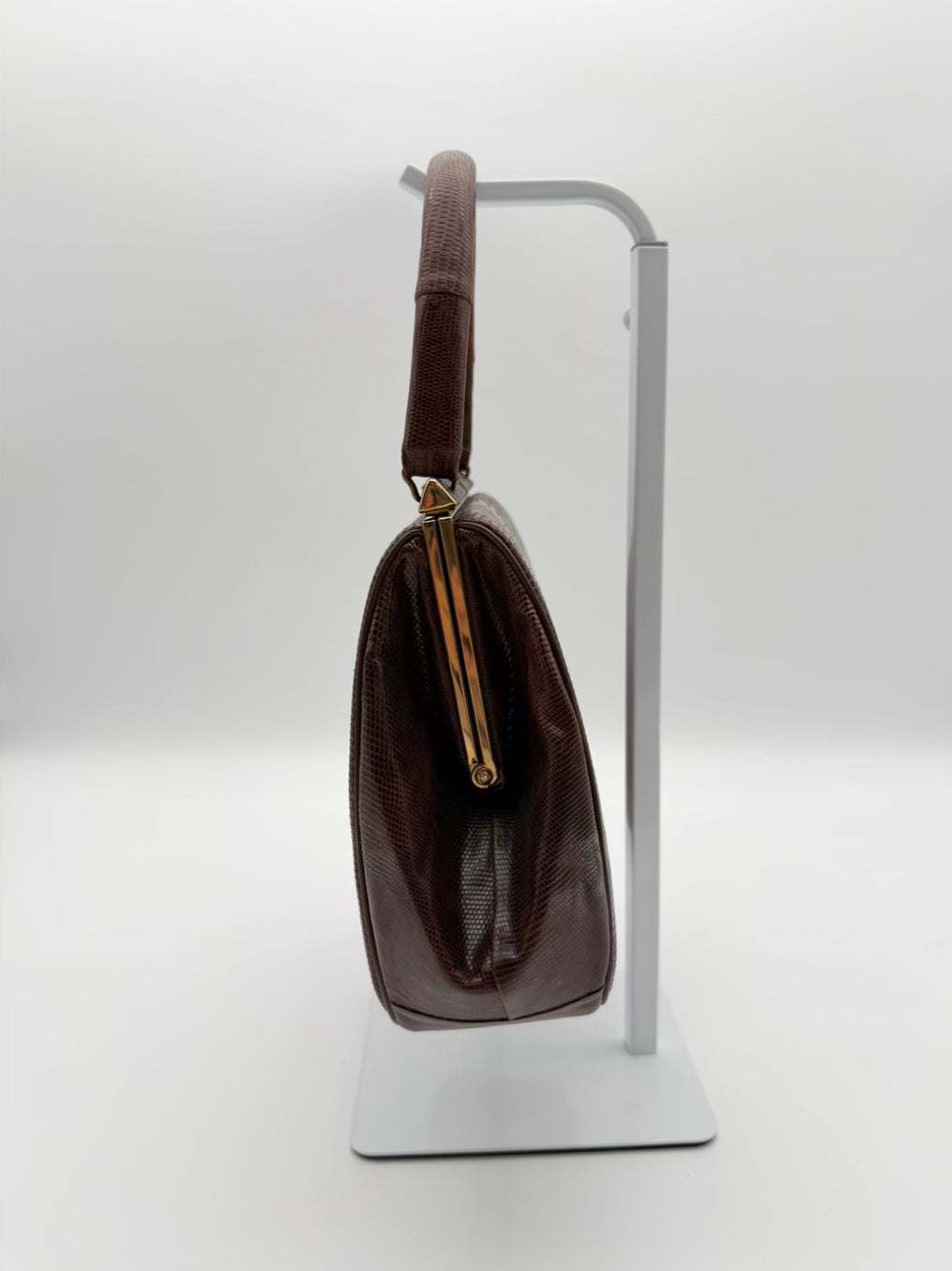 VINTAGE BELLESTONE 1950's Brown Lizard Embossed Top Handle Purse