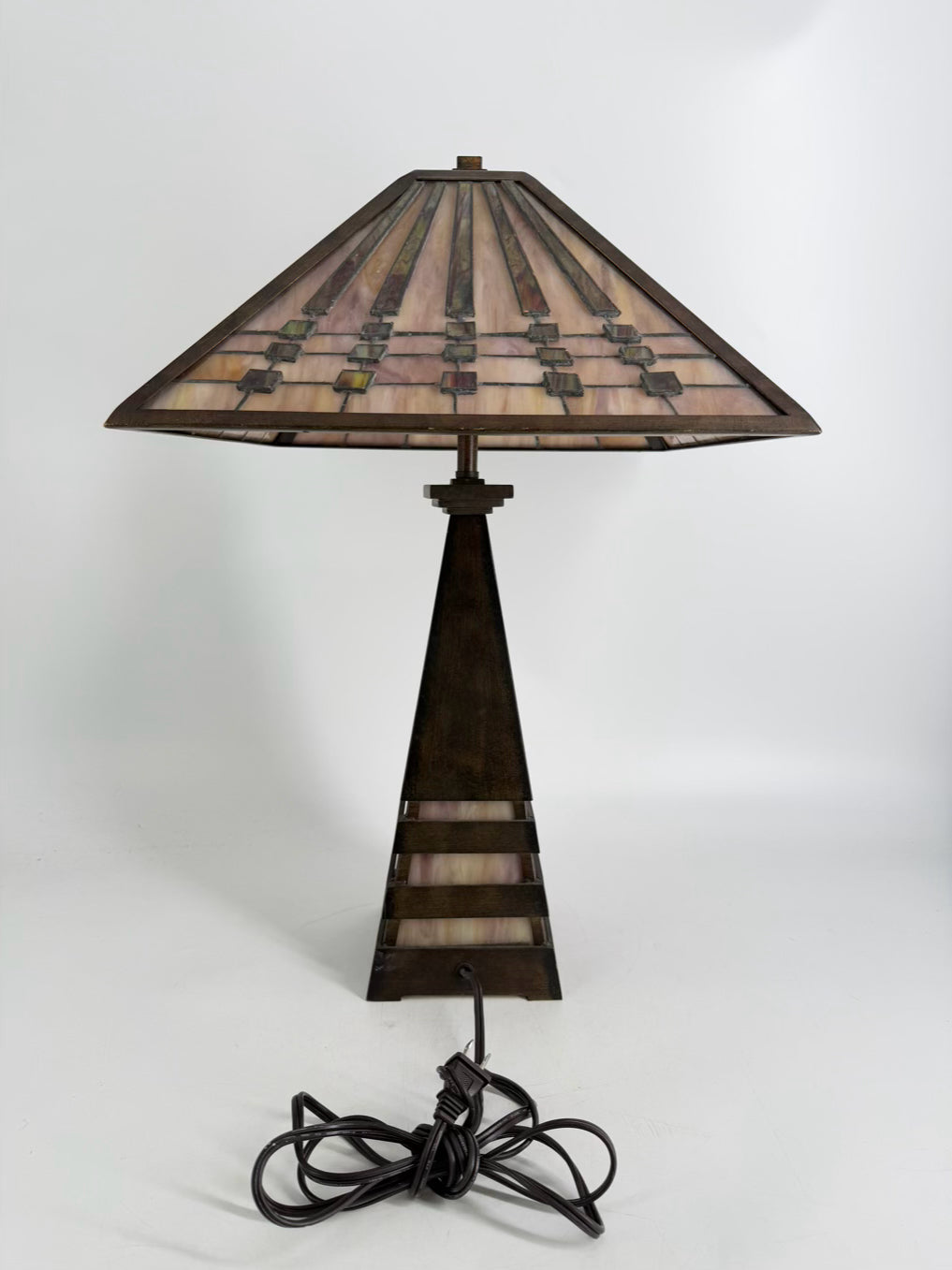 Tiffany Style Brown, Purple & Green Lamp