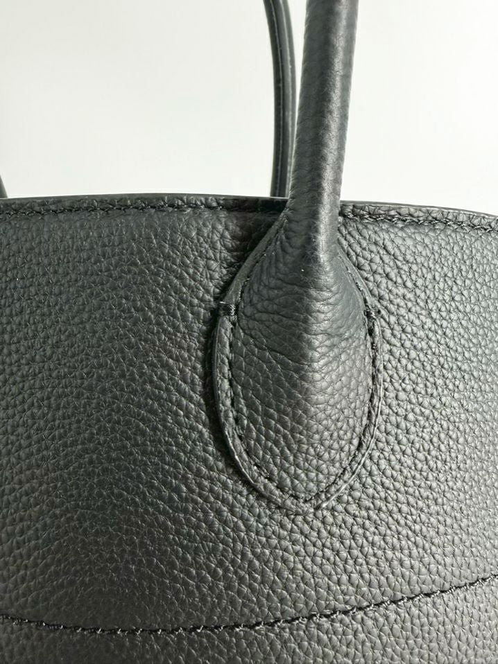 THE ROW Margaux 15 Bag Black Pebbled Leather w/ Silver Hardware