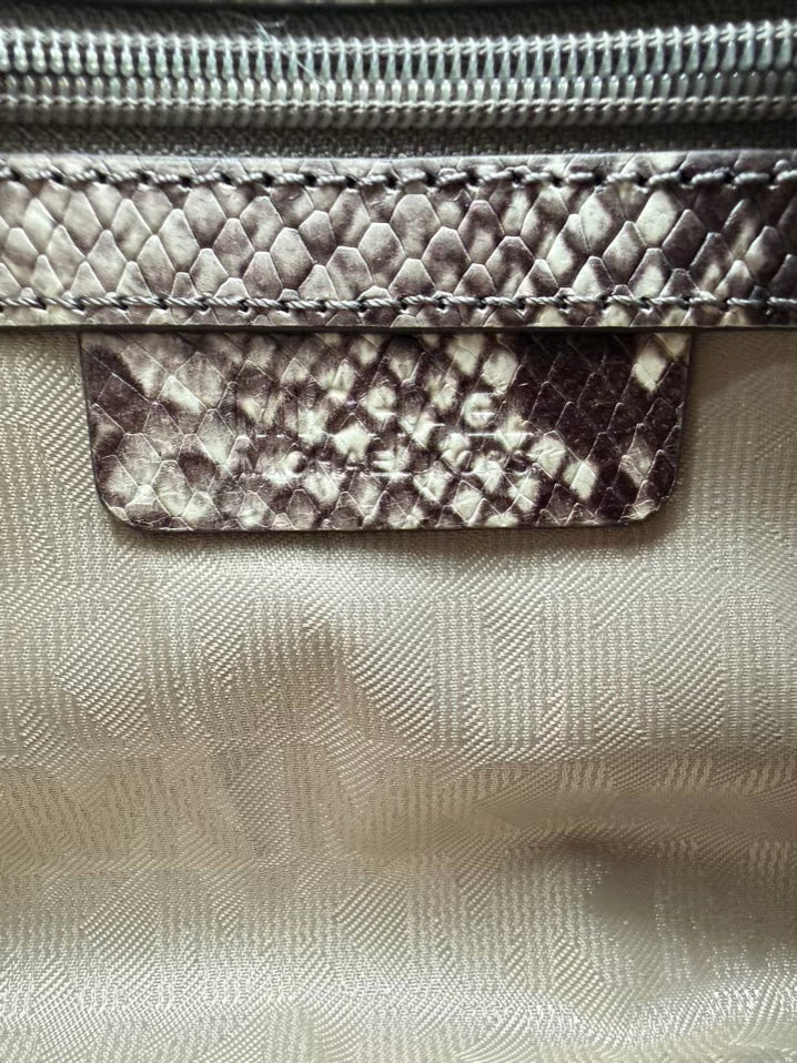 MICHAEL MICHAEL KORS Hamilton Taupe & White Animal Print Purse
