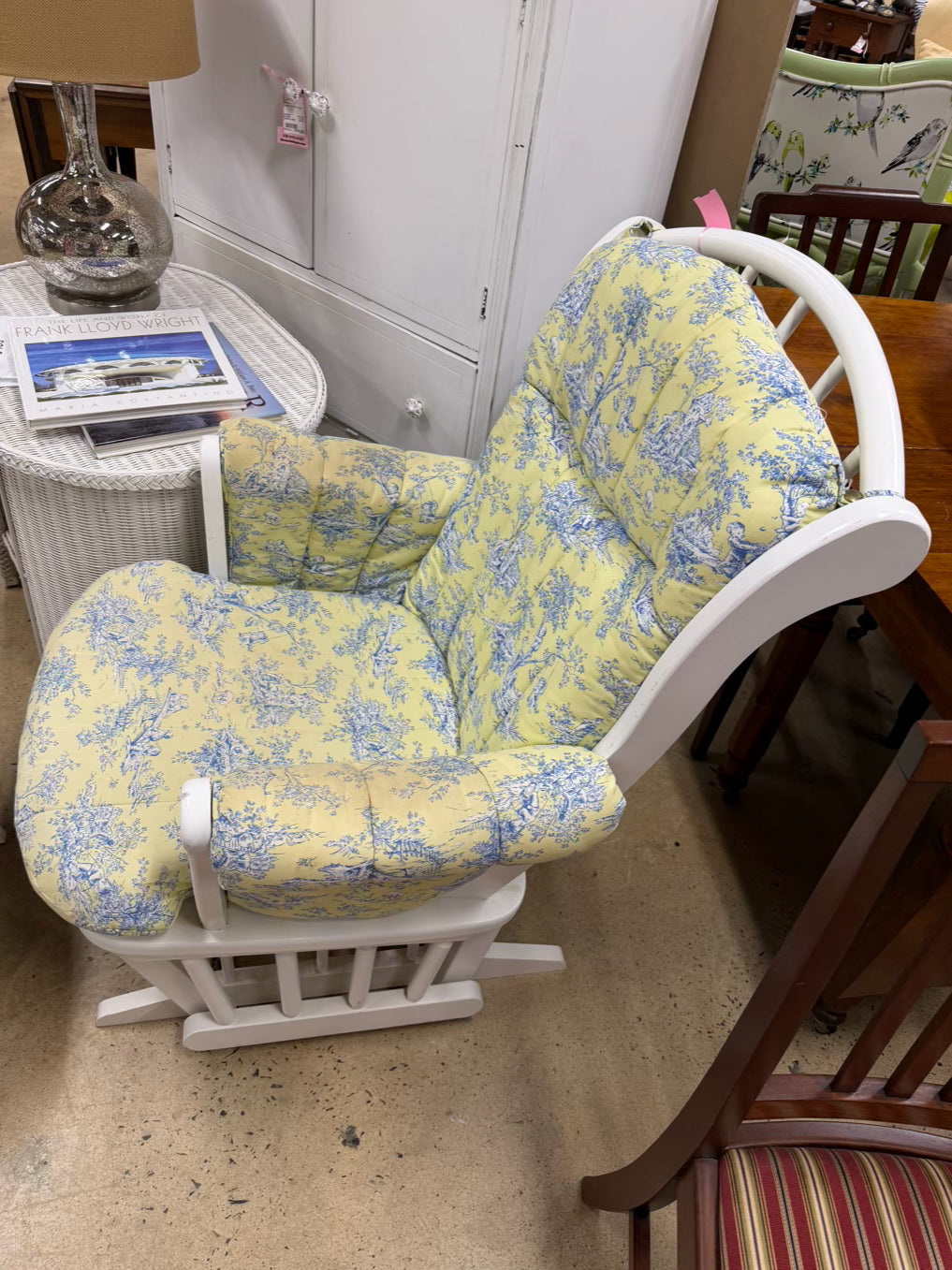 DUTAILIER White Glider Rocker Chair