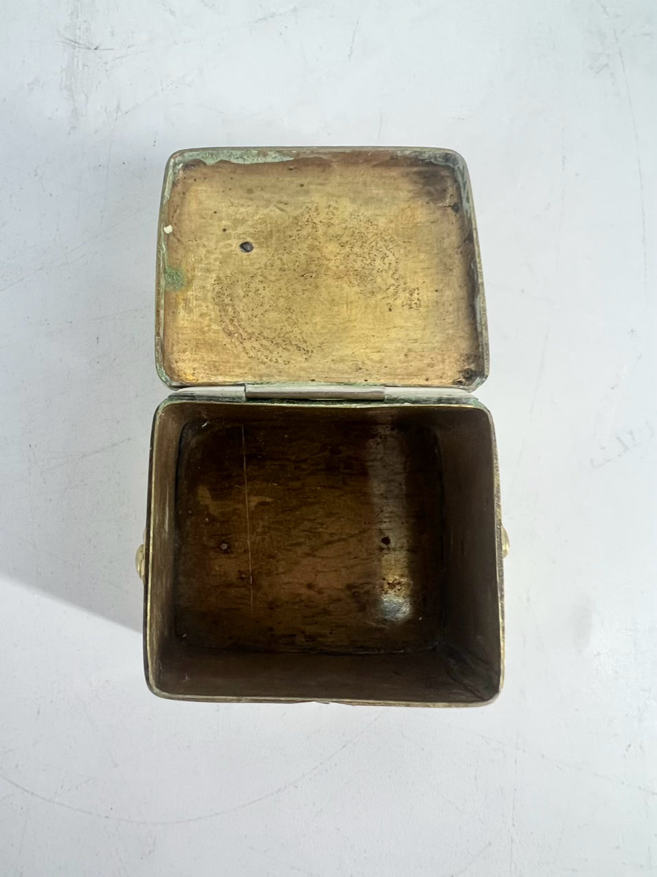 JAPAN Gold Tone Brass 19th Century Floral Trinket Box
