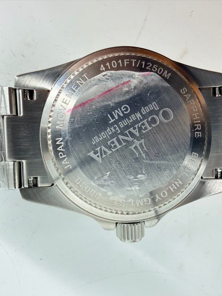 OCEANEVA Blue & Orange Stainless Steel Automatic Watch w/ Box