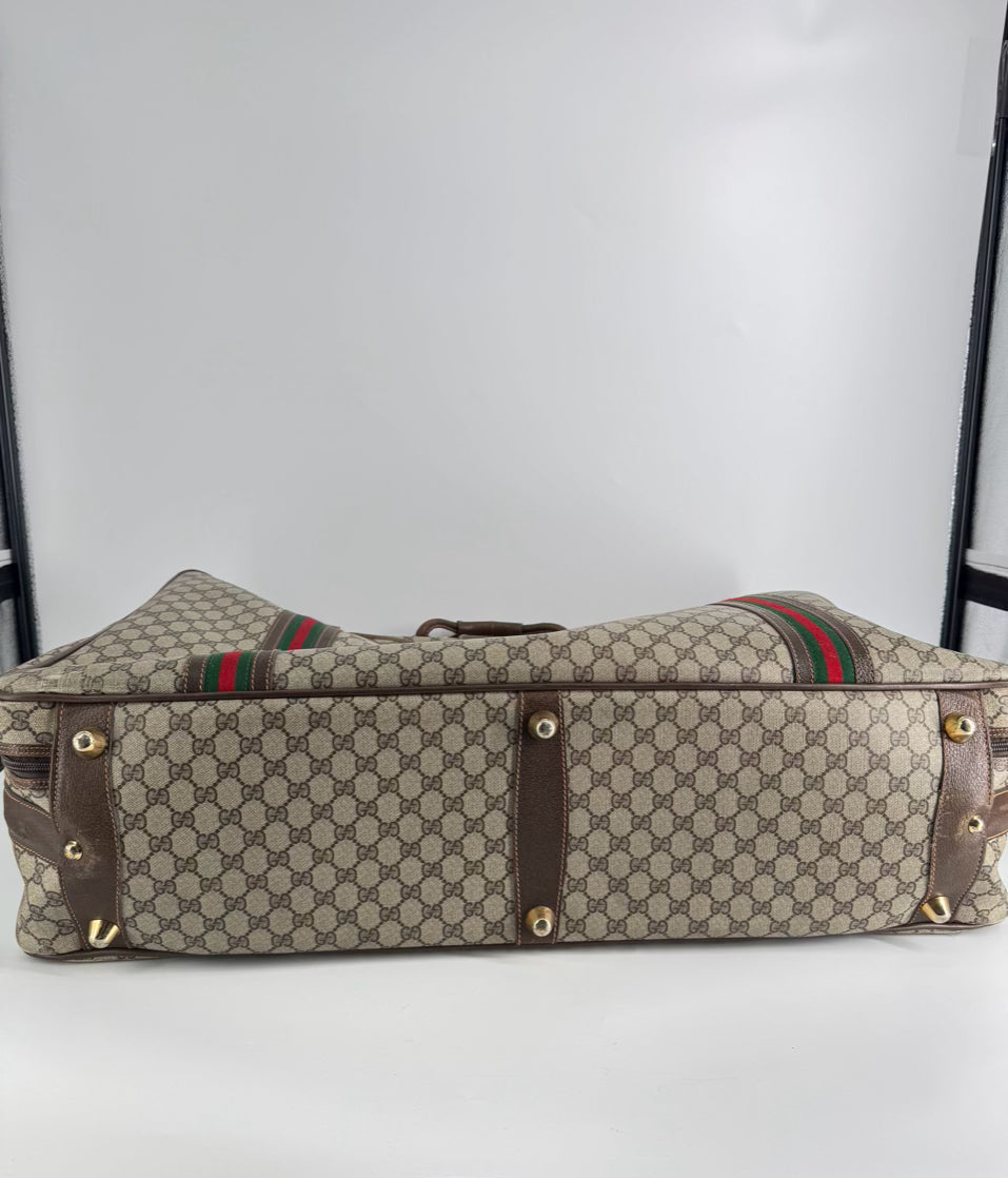 VINTAGE GUCCI Coated Canvas Brown Logo Luggage