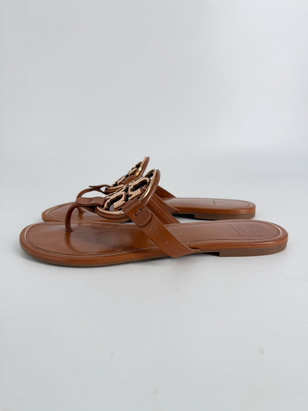 TORY BURCH Size 9 Cognac Monogram Sandals