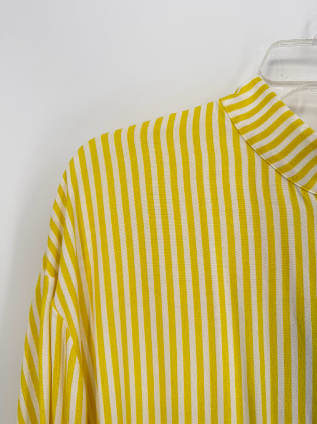 PIAZZA SEMPIONE Size 46 White & Yellow Stripe Blouse NWT