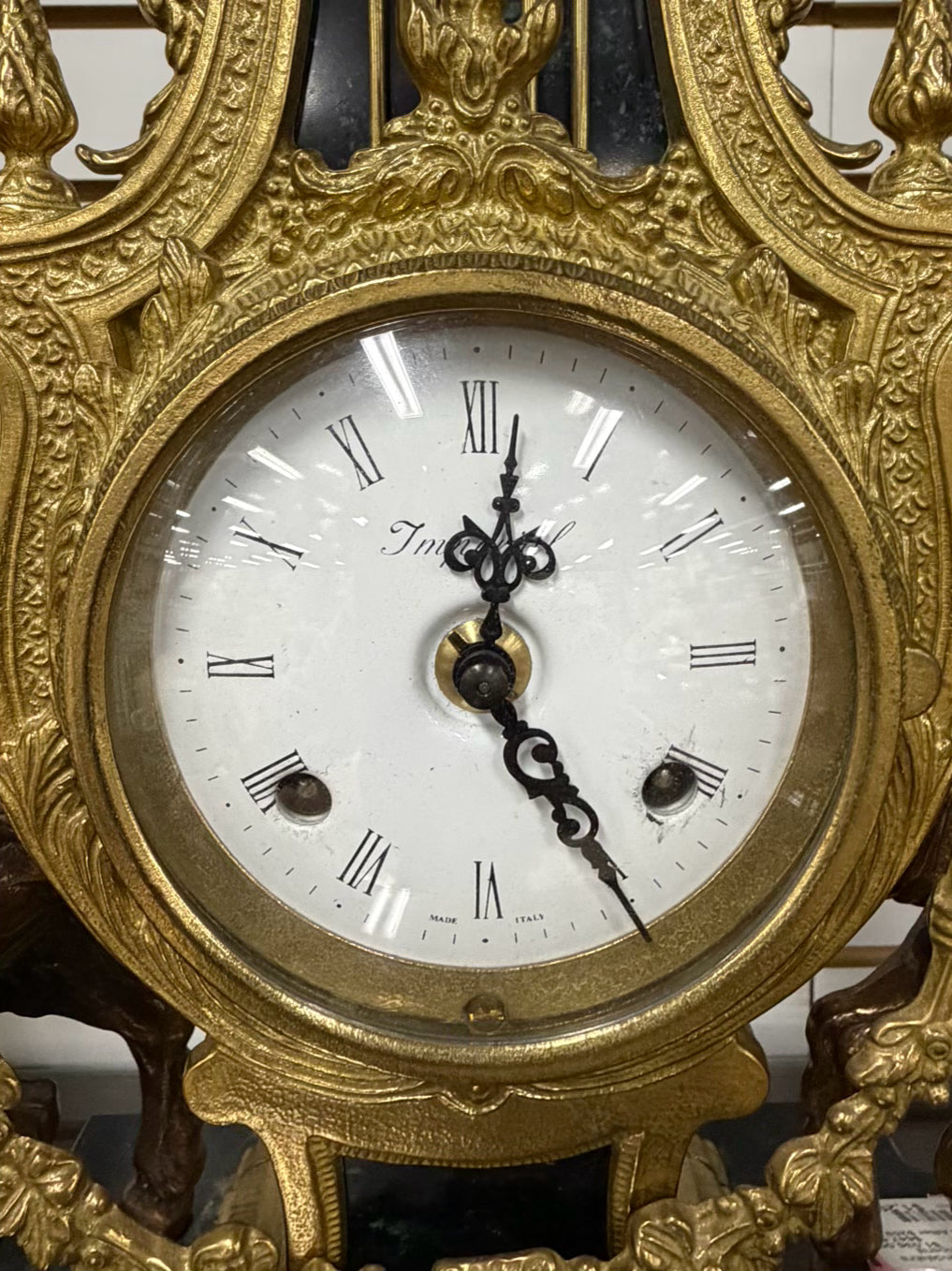 ITALIAN Brass & Marble 3 Piece Clock & Candelabra