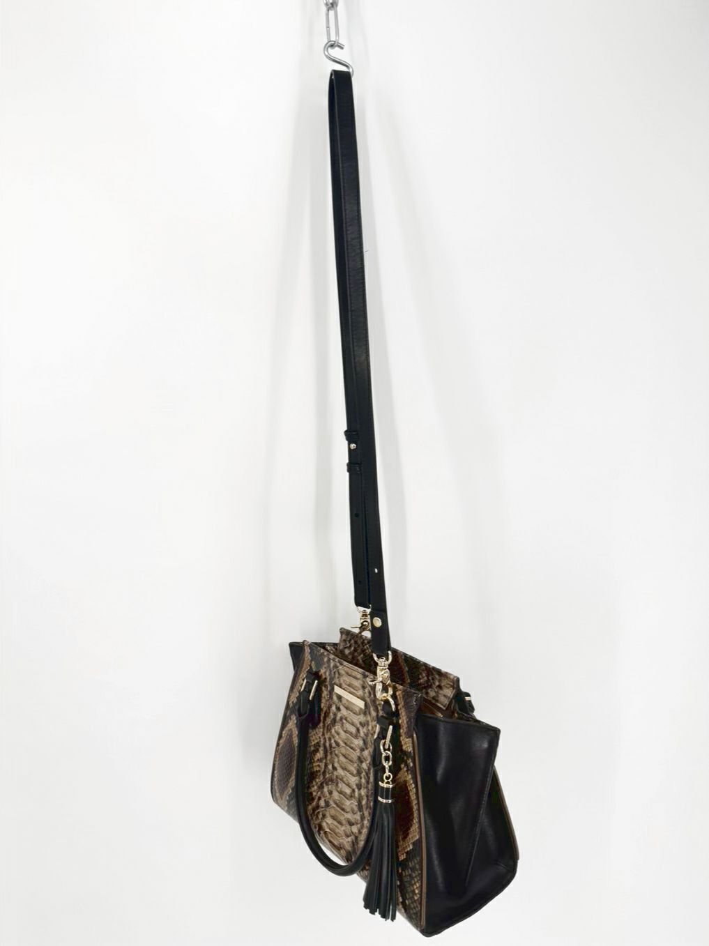BRAHMIN Black & Brown Leather Embossed Purse