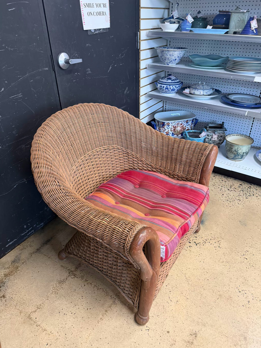 VINTAGE Natural Wicker Outdoor Patio Set w/ Cushions